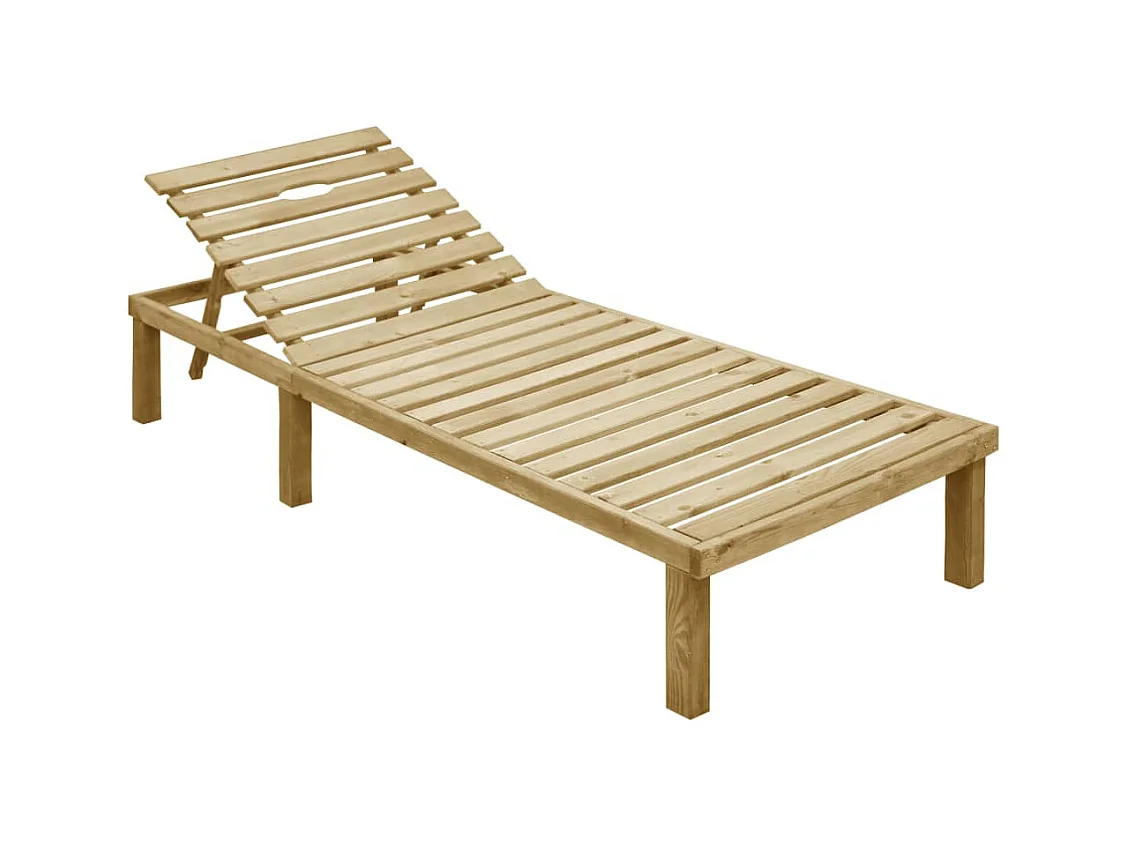 Chaise longue met grijs geblokt kussen Geïmpregneerd grenenhout