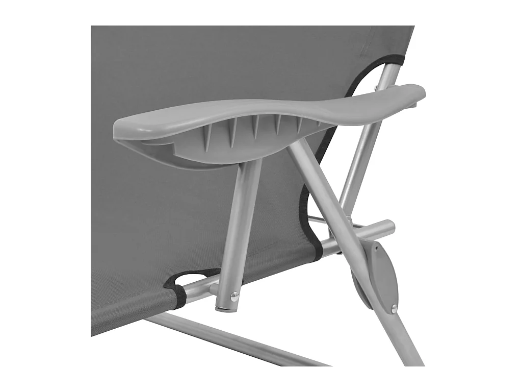 Grijze stalen ligstoel met luifel