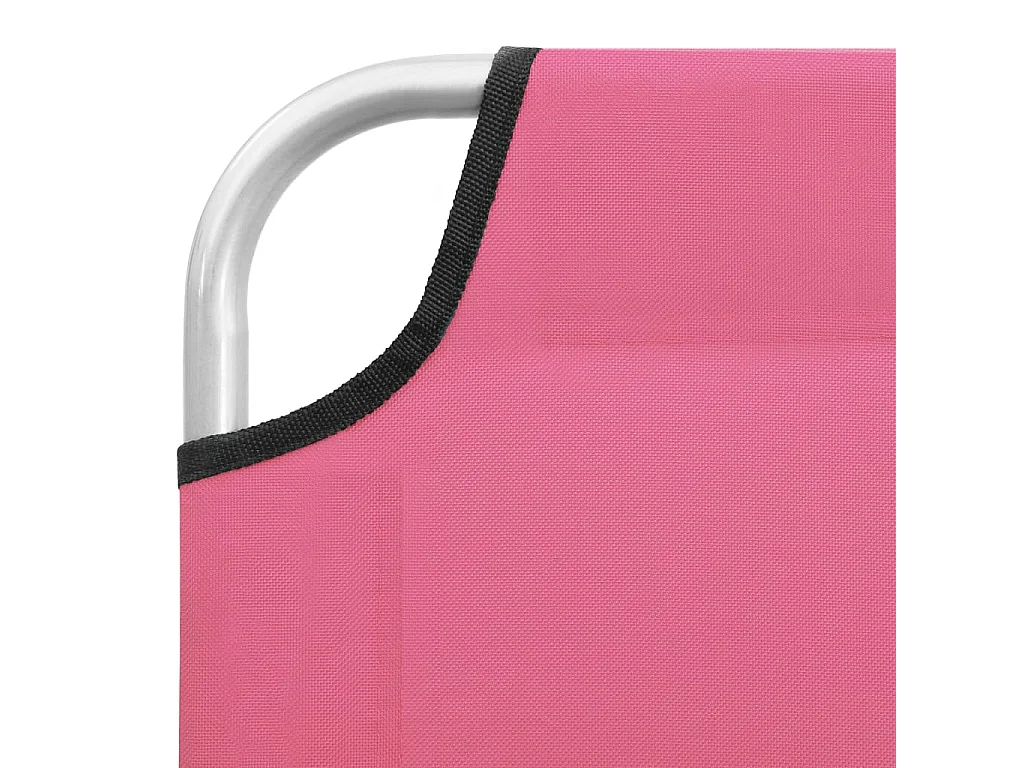 Opvouwbare loungestoel van staal en roze stof