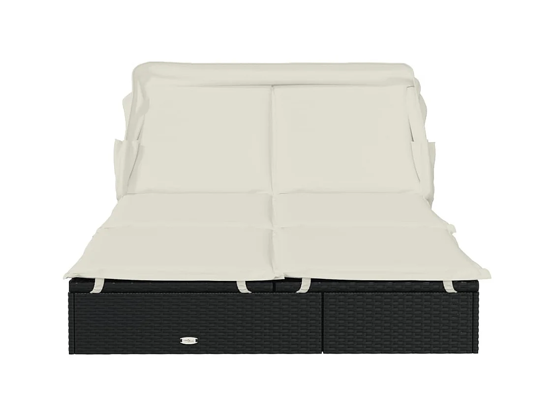 Transat 2 places avec toit pliable noir 213x118x97 cm