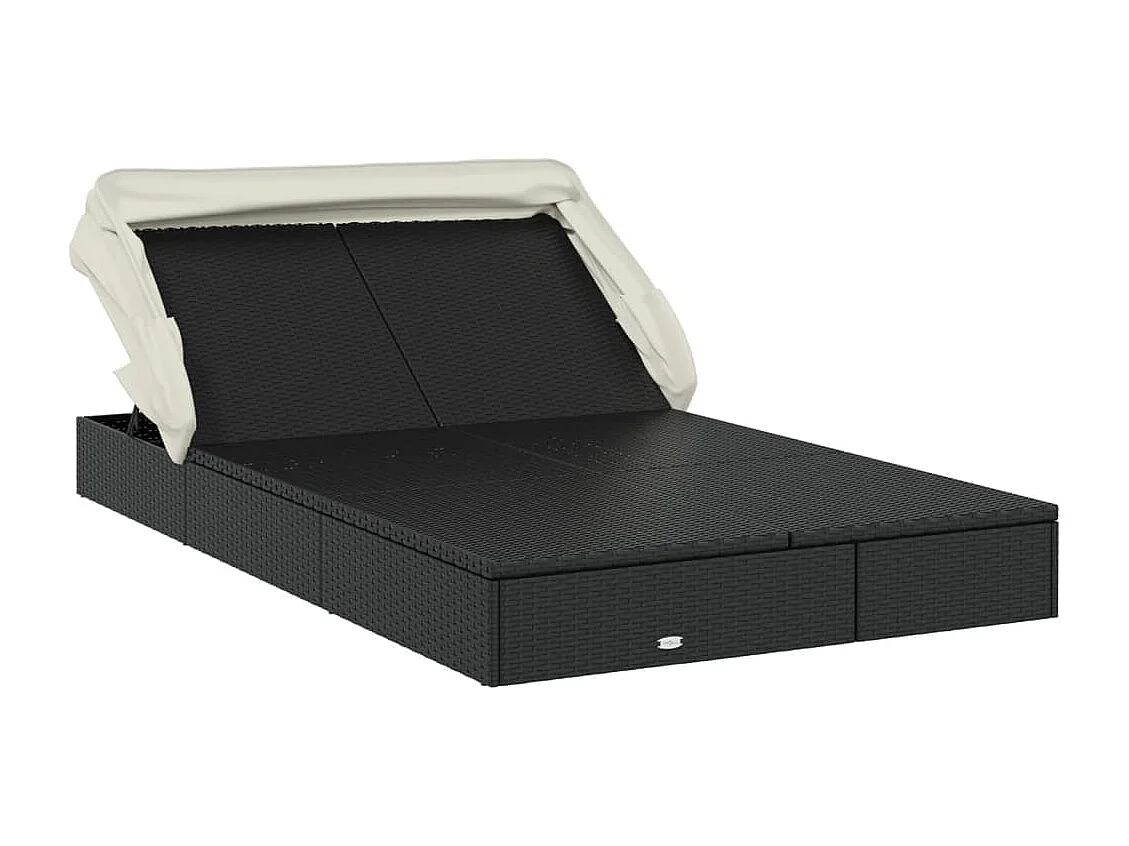 Transat 2 places avec toit pliable noir 213x118x97 cm