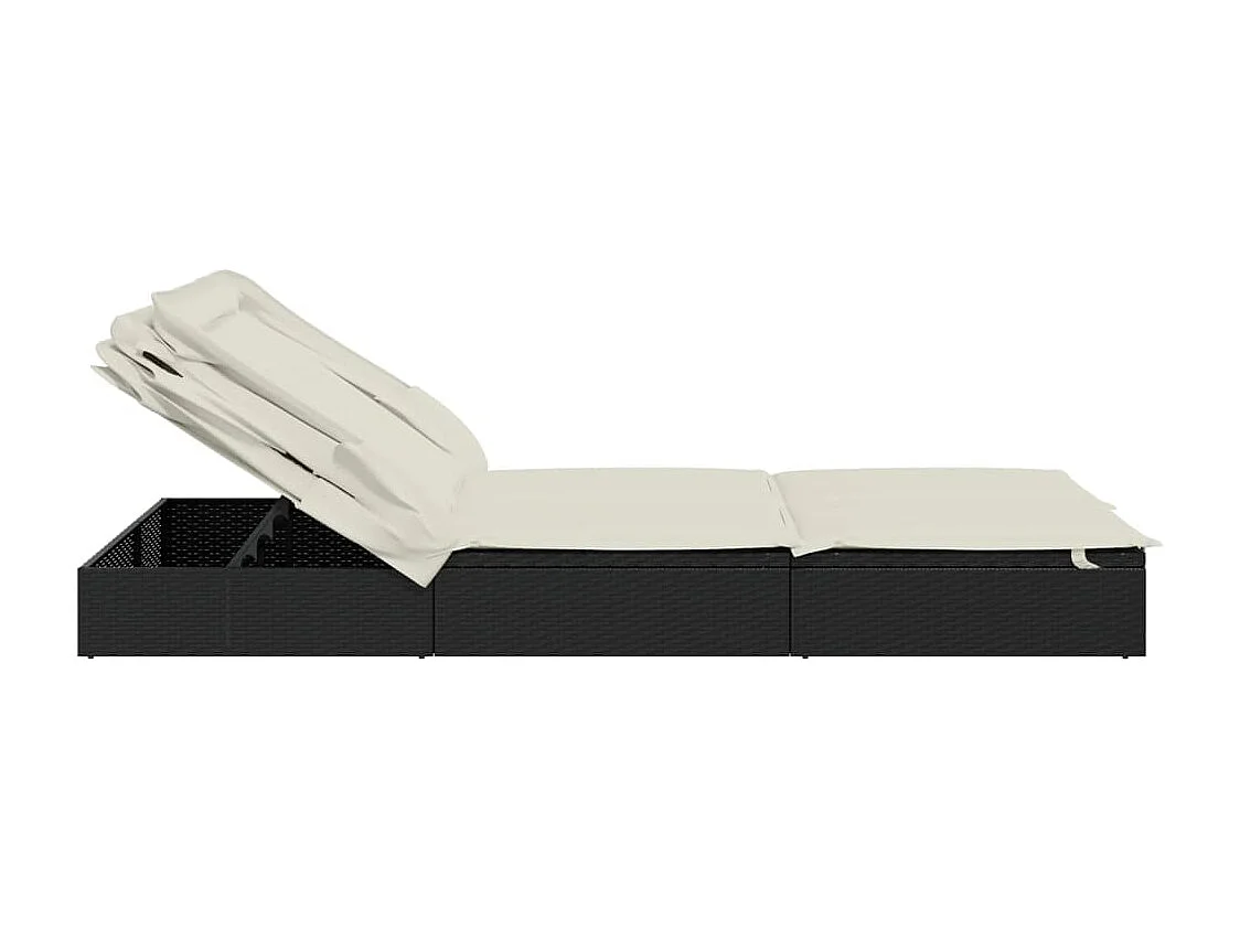 Transat 2 places avec toit pliable noir 213x118x97 cm