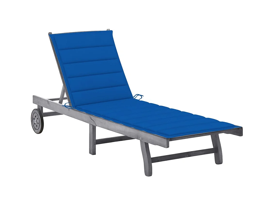 Chaise longue de jardin avec coussin Gris Bois d'acacia solide