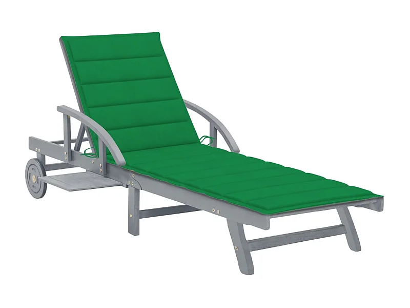 Chaise longue de jardin avec coussin Bois d'acacia solide