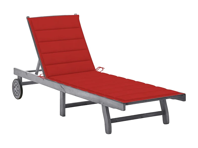 Chaise longue de jardin avec coussin Gris Bois d'acacia solide