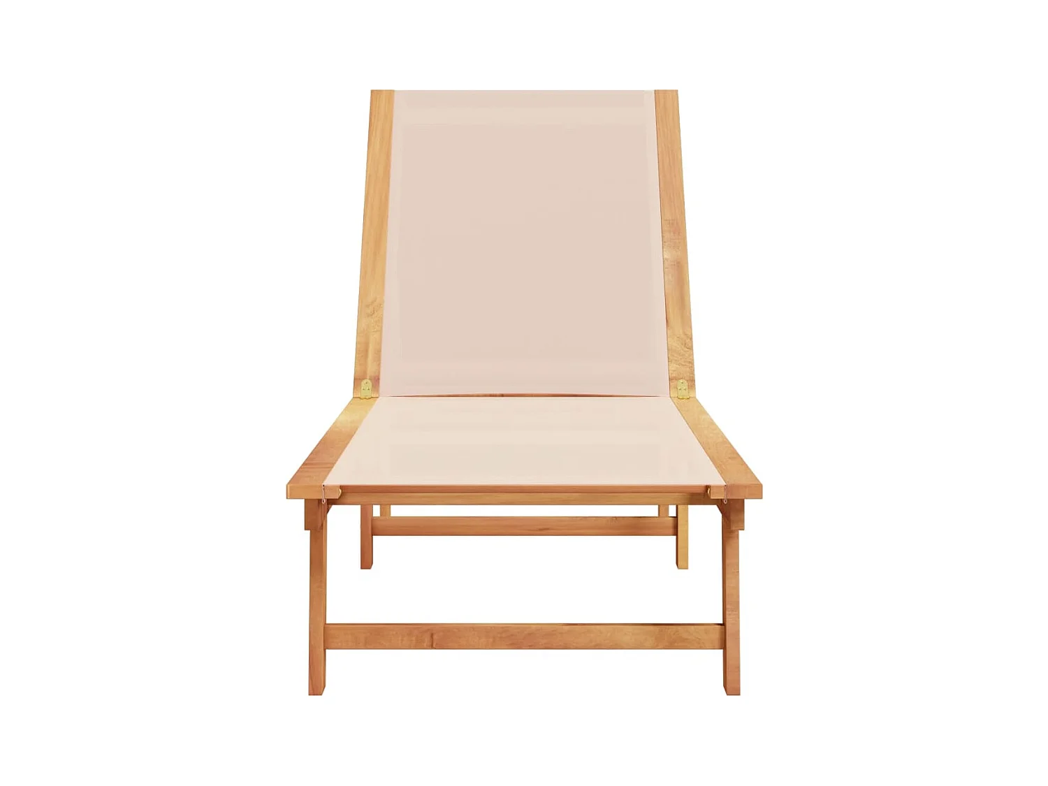 Crèmekleurige chaise longue van massief acaciahout en textileen