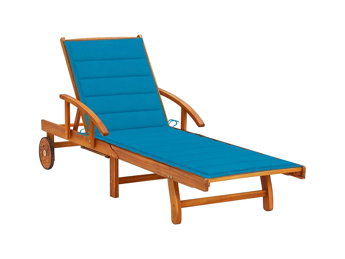 Chaise longue de jardin avec coussin Bois d'acacia solide