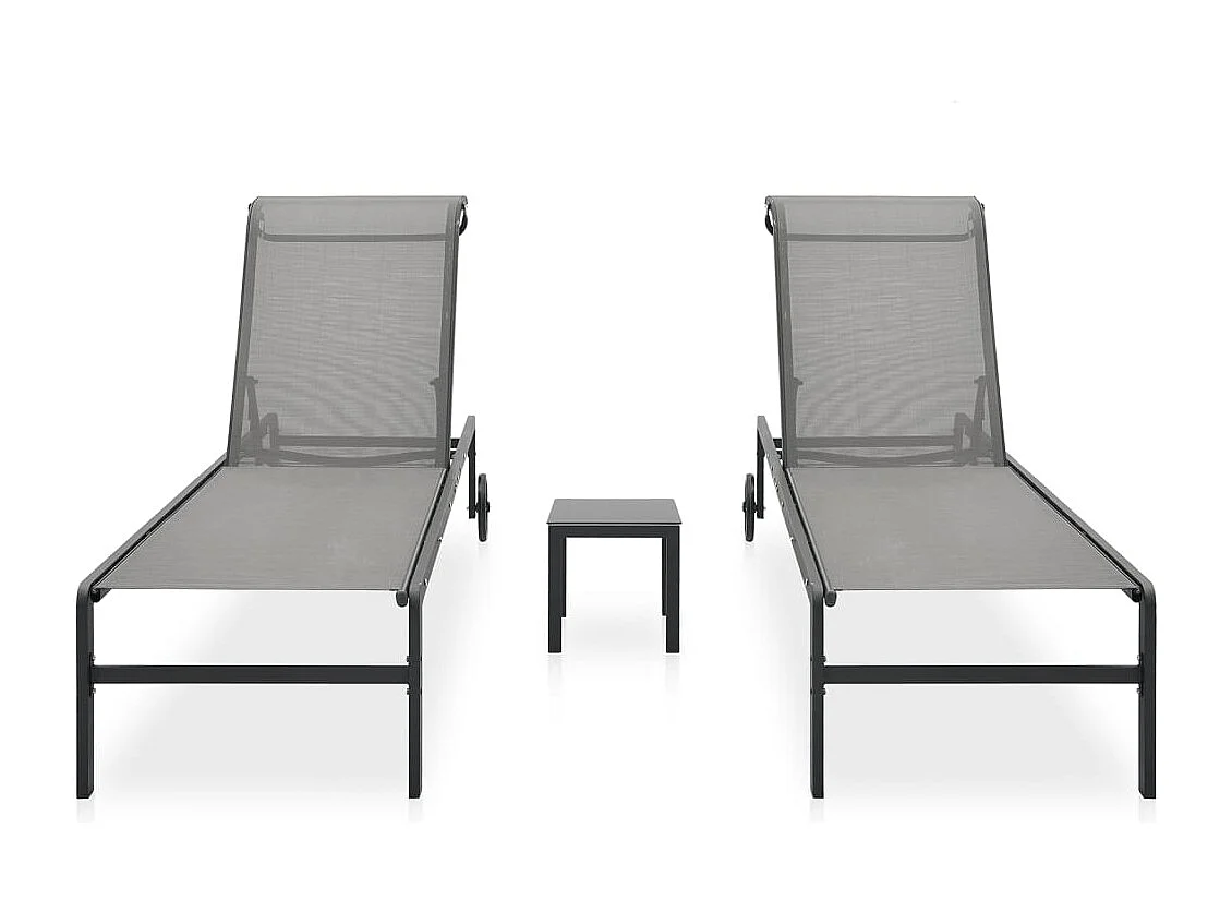 Conjunto de 2 tumbonas con mesa Textilene y acero