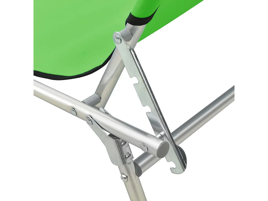 Chaise longue pliable avec auvent vert aluminium