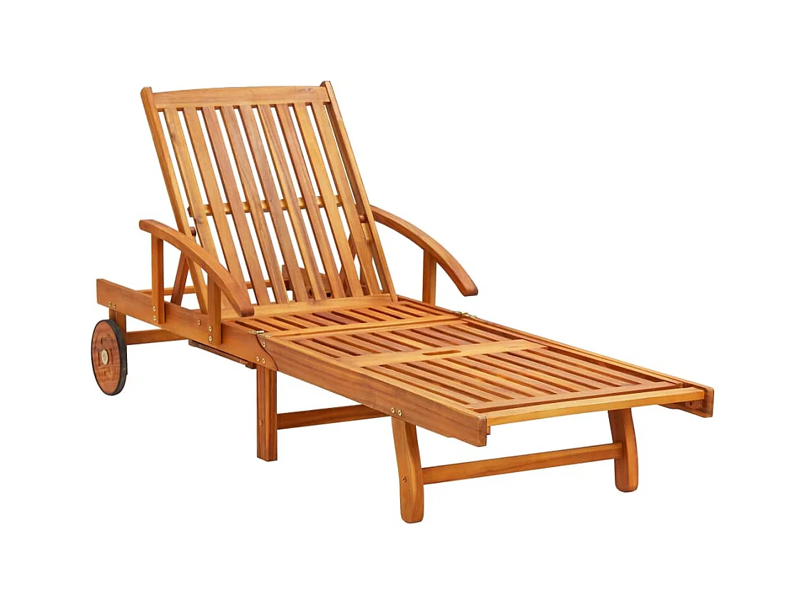 Set van 2 ligstoelen met tafel en kussens Massief acacia