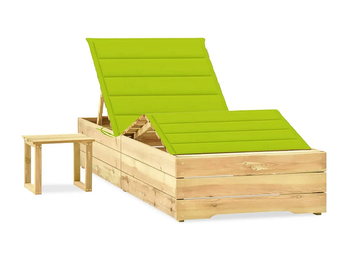 Sillón de jardín con mesa y cojín Pino impregnado