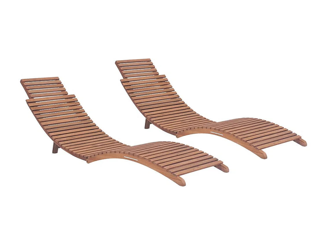Set di 2 sedie pieghevoli in legno massello di teak