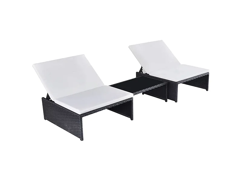 Set van 2 verstelbare tuinstoelen en rieten kunsthars tafel