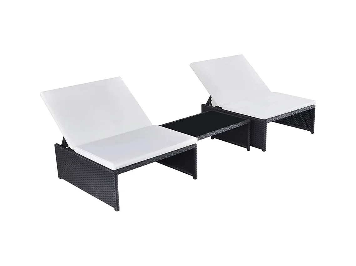 Set di 2 sedie da giardino reclinabili e tavolo in resina di vimini