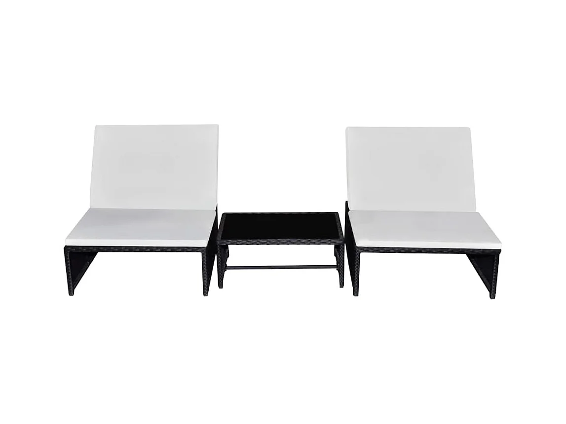 Set di 2 sedie da giardino reclinabili e tavolo in resina di vimini