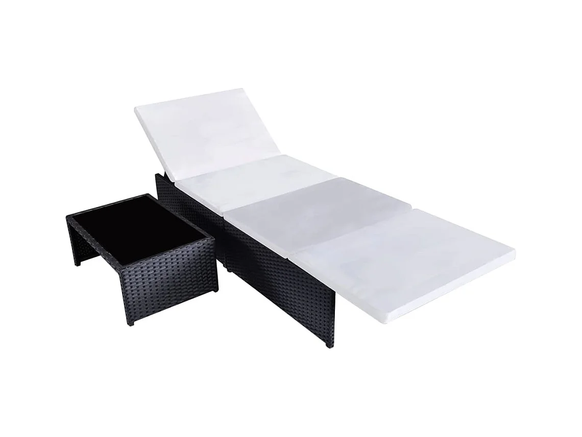 Set di 2 sedie da giardino reclinabili e tavolo in resina di vimini