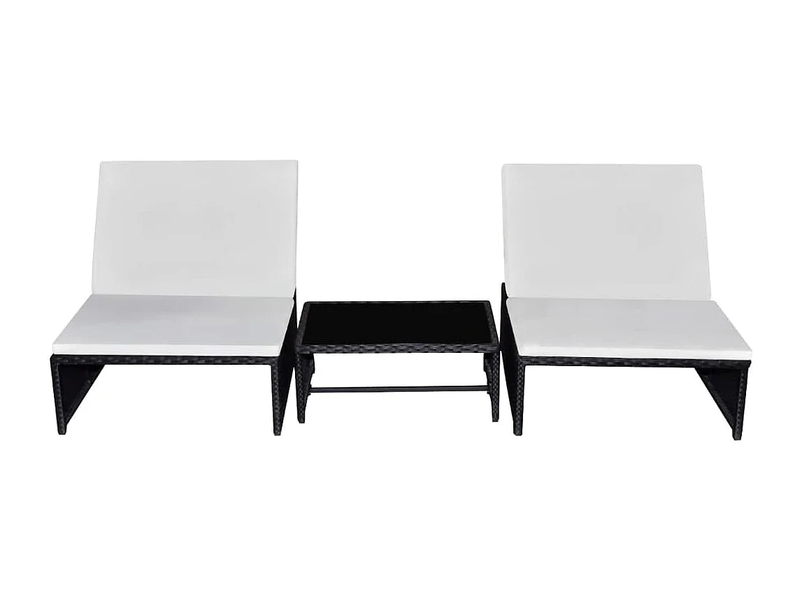 Set di 2 sedie da giardino reclinabili e tavolo in resina di vimini