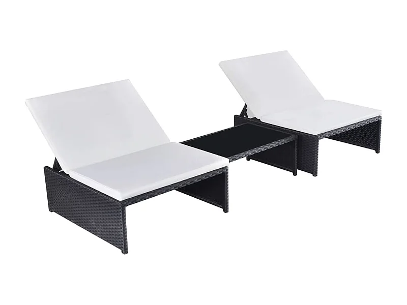 Set di 2 sedie da giardino reclinabili e tavolo in resina di vimini