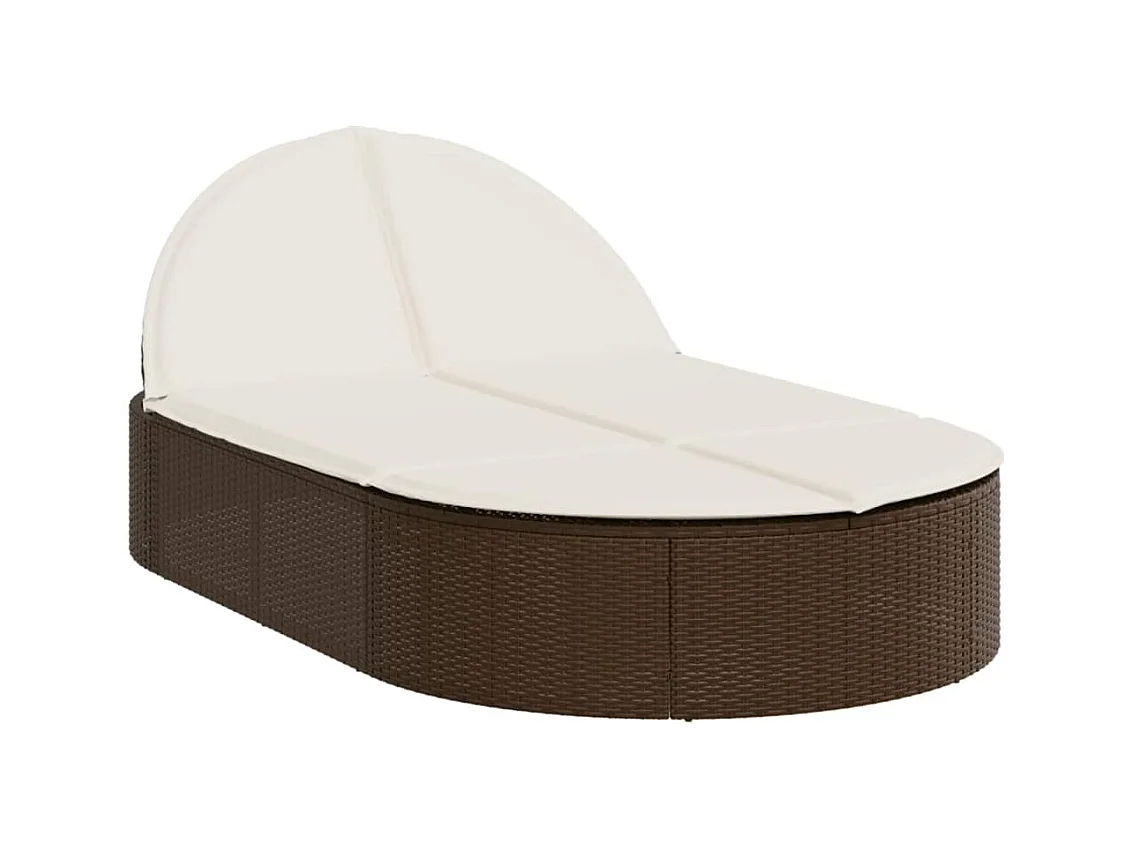 Dubbele chaise longue met bruine kunsthars rieten kussens
