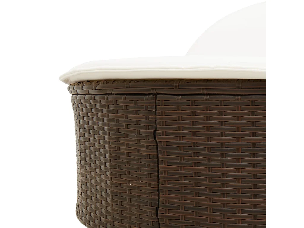 Dubbele chaise longue met bruine kunsthars rieten kussens