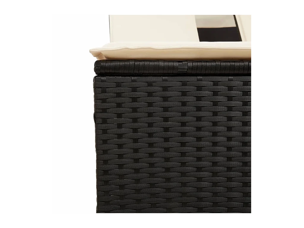 Dubbele chaise longue met zonnescherm en zwarte rieten kussens