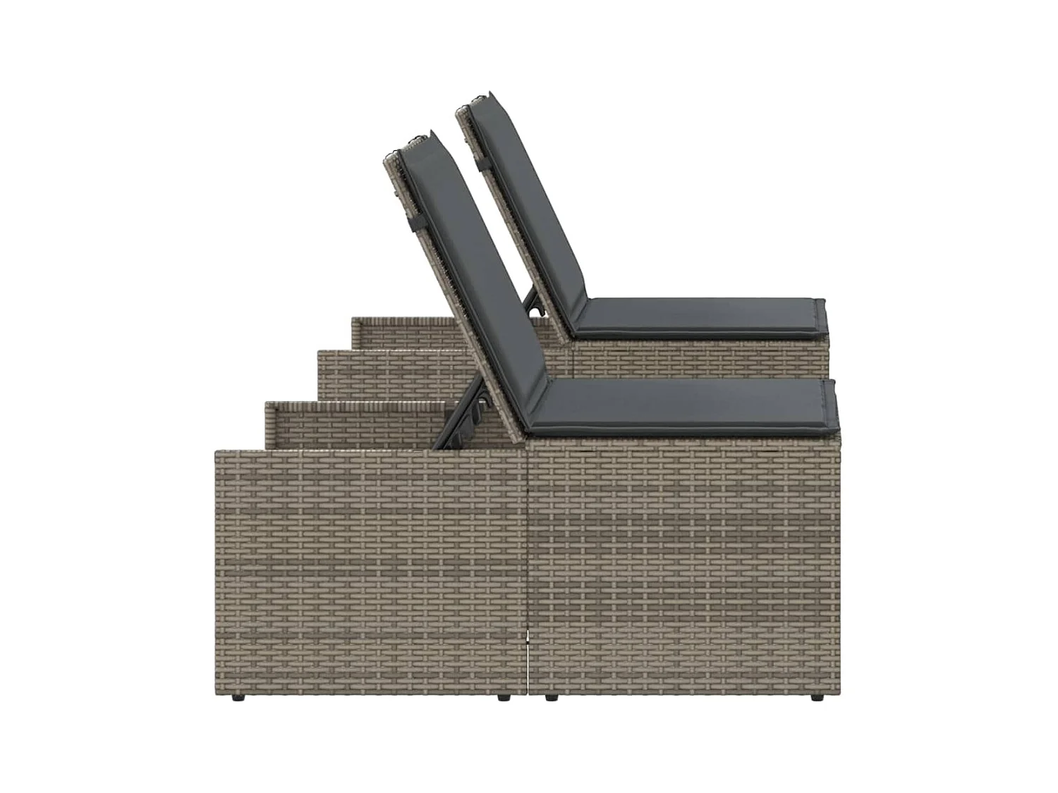 Sillones de 2 piezas con mesa en resina de mimbre gris