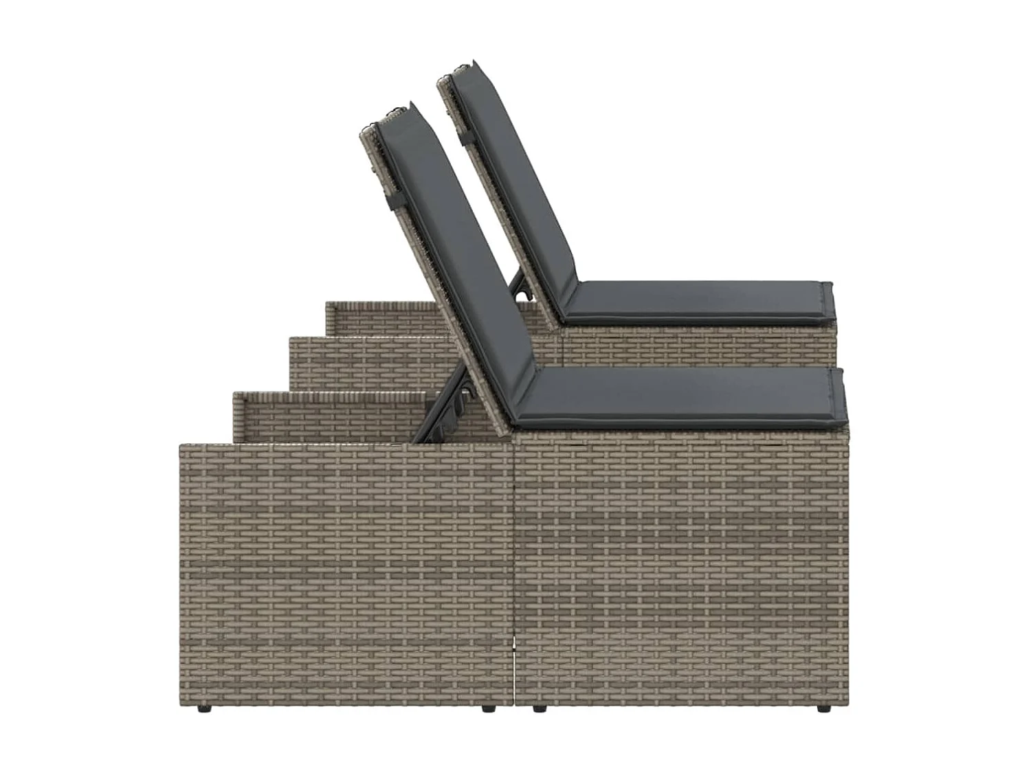 Sillones de 2 piezas con mesa en resina de mimbre gris