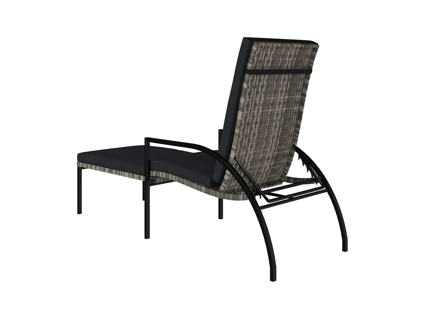 Loungestoel met voetenbankje Grijs gevlochten hars