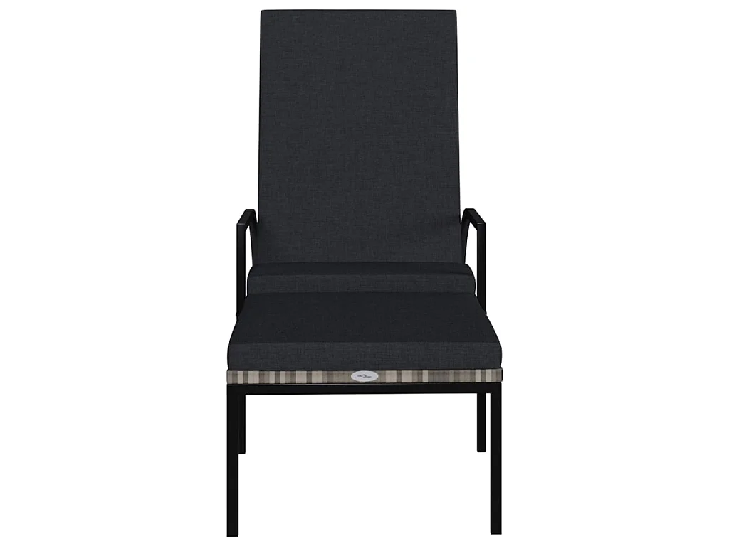 Chaise longue avec repose-pied Résine tressée Gris