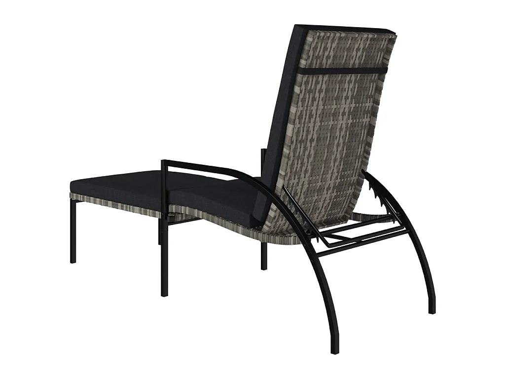 Chaise longue avec repose-pied Résine tressée Gris