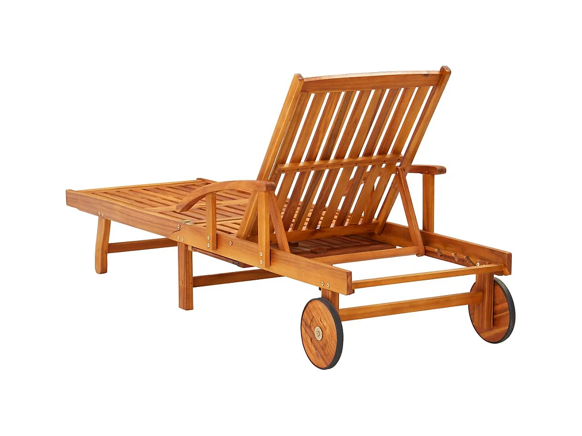 Chaise longue de jardin avec table et coussin Bois d'acacia