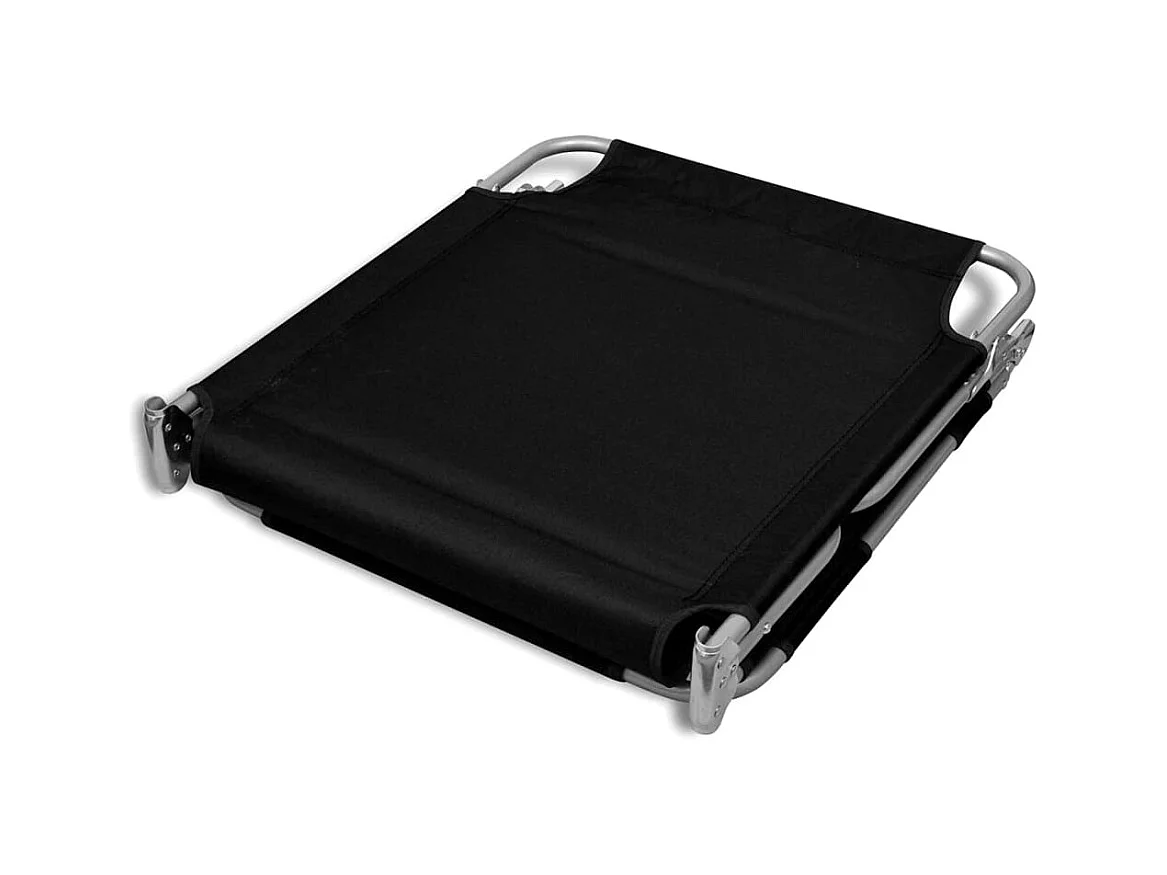 Chaise longue met hoofdkussen Poedergecoat staal Zwart