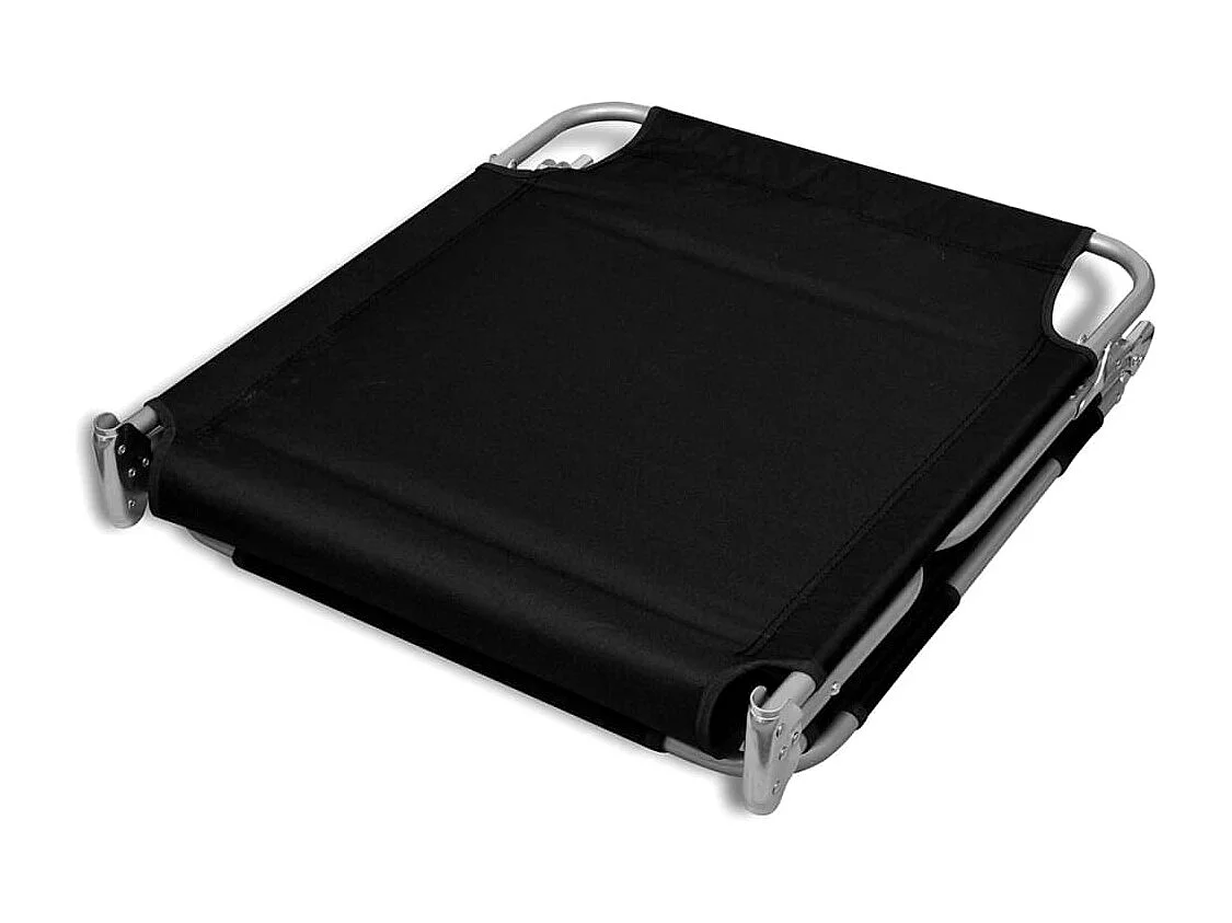 Chaise longue met hoofdkussen Poedergecoat staal Zwart