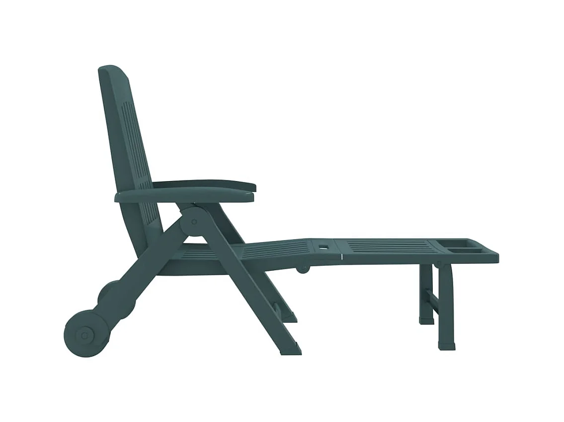 Opvouwbare ligstoel met wielen groen PP