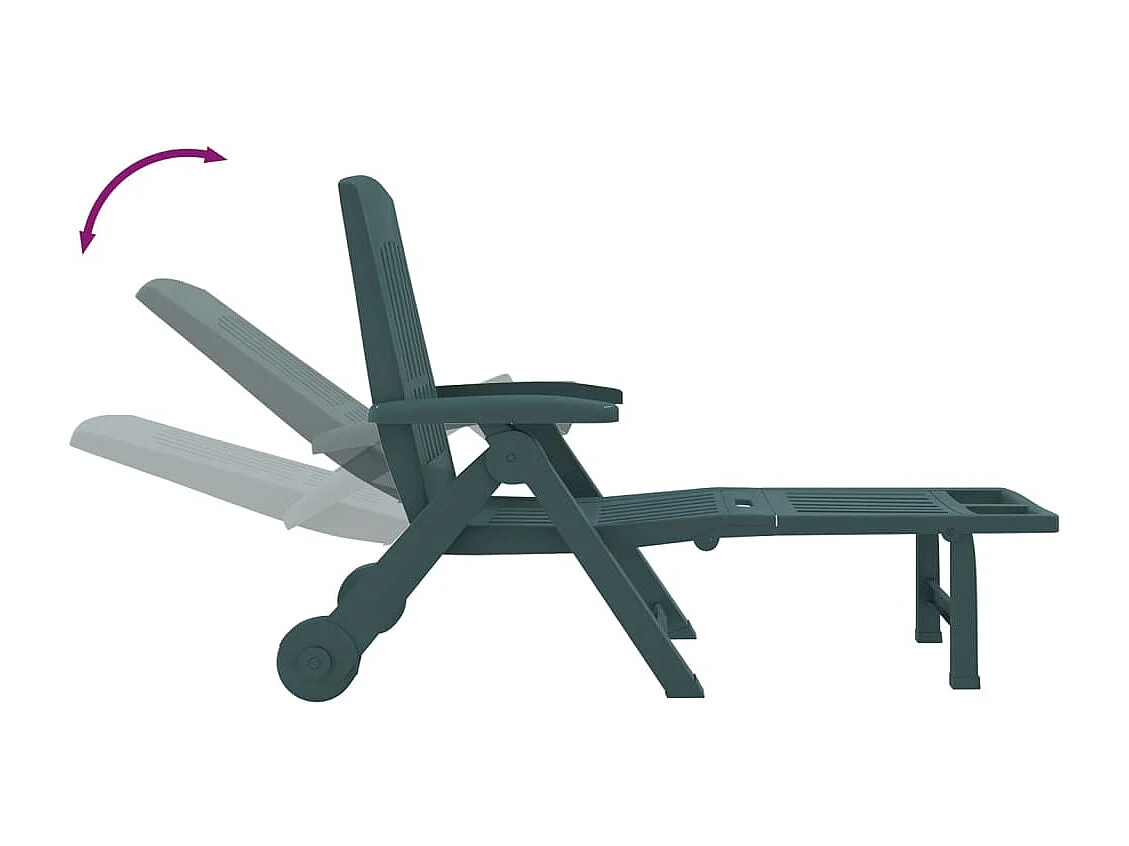 Sillón plegable con ruedas verde PP