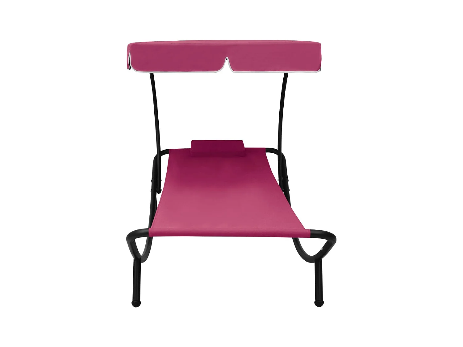 Lit de repos d'extérieur avec auvent et oreiller rose