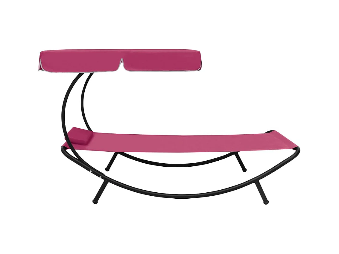 Lit de repos d'extérieur avec auvent et oreiller rose