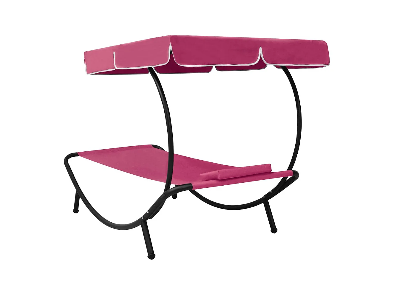 Lit de repos d'extérieur avec auvent et oreiller rose