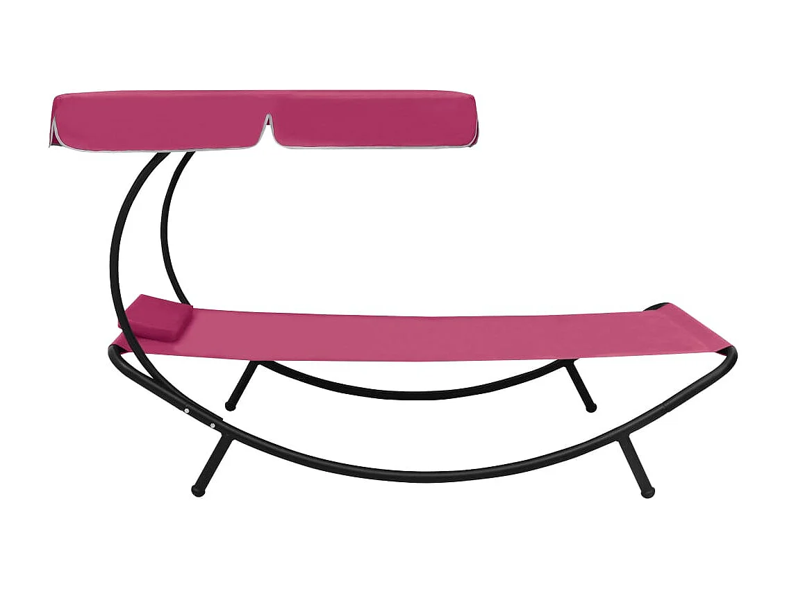 Lit de repos d'extérieur avec auvent et oreiller rose
