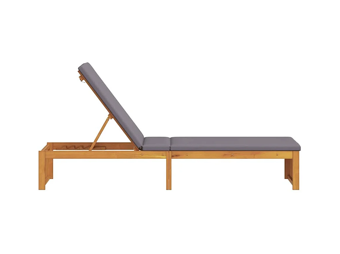 Chaise longue con cuscino, 200 x 55 x 30 cm, in legno di acacia