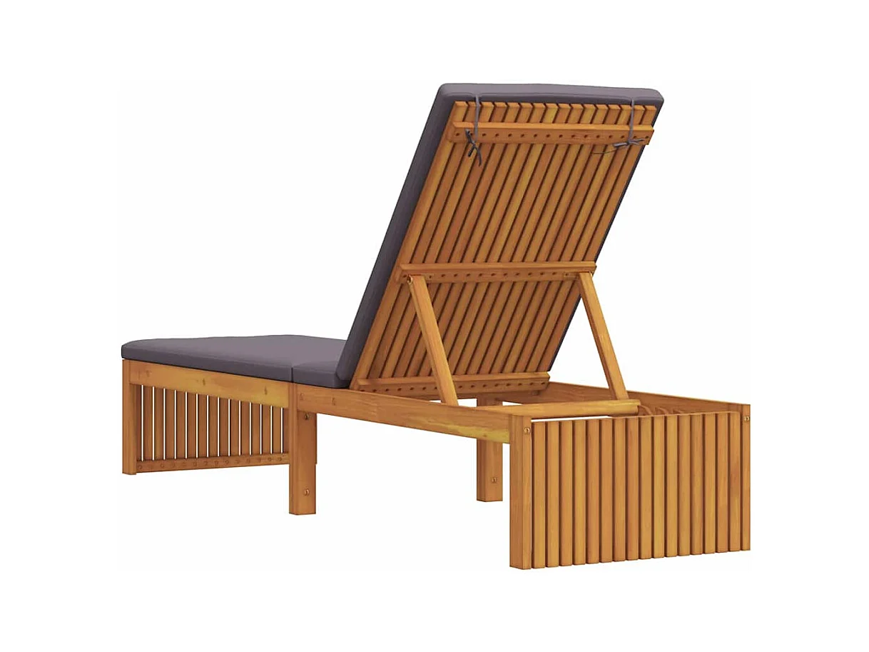 Chaise longue con cuscino, 200 x 55 x 30 cm, in legno di acacia