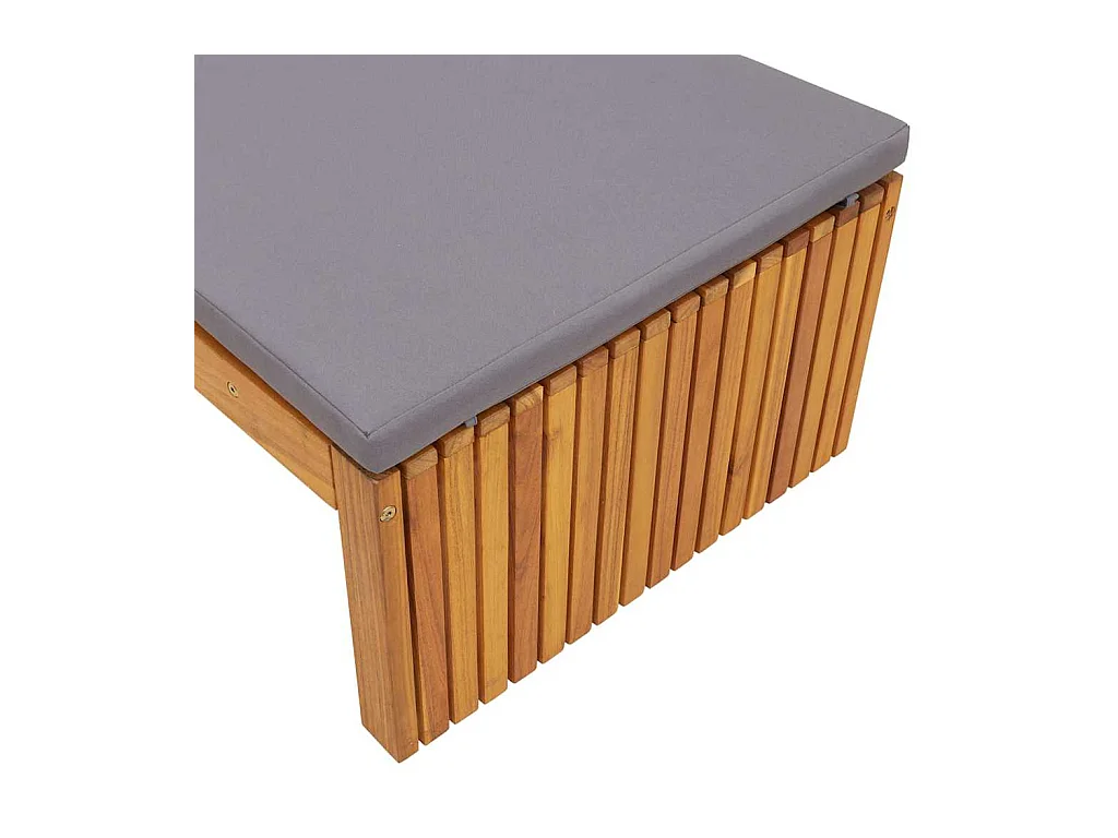 Chaise longue con cuscino, 200 x 55 x 30 cm, in legno di acacia