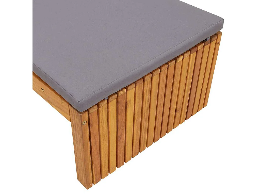 Chaise longue con cuscino, 200 x 55 x 30 cm, in legno di acacia