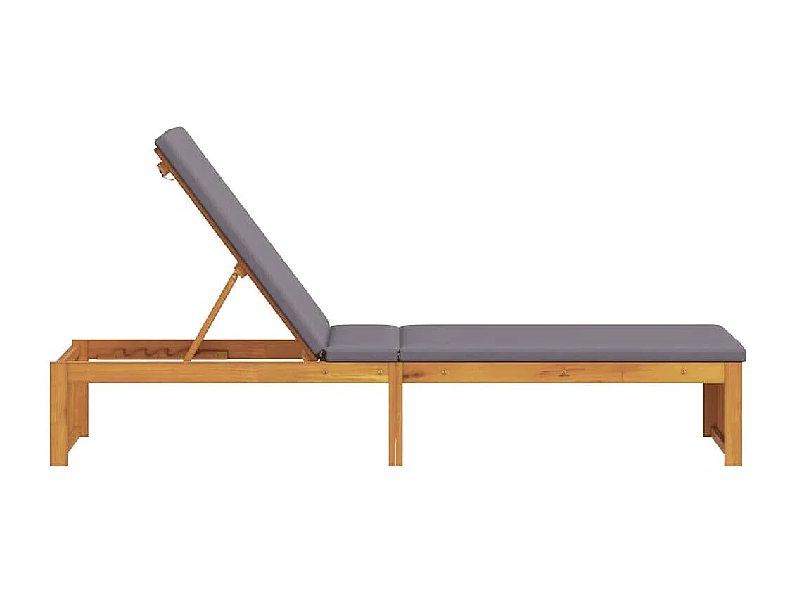 Chaise longue avec coussin, 200 x 55 x 30 cm, en bois d'acacia