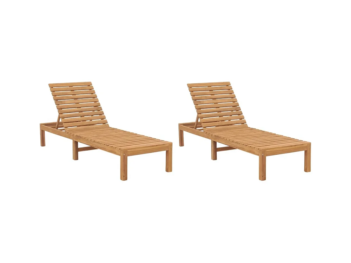 Chaises longues lot de 2 Bois de teck solide