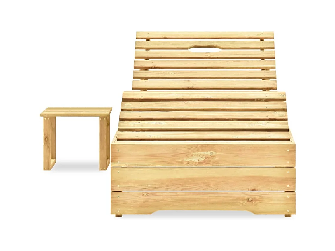 Chaise longue con mesa Madera de pino impregnada verde