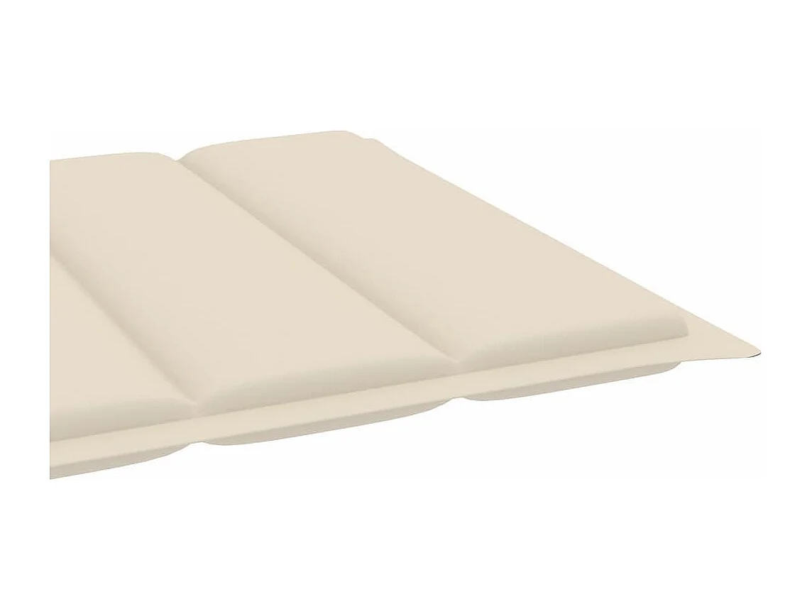 Chaises longues lot de 2 avec coussin crème Bois de teck solide