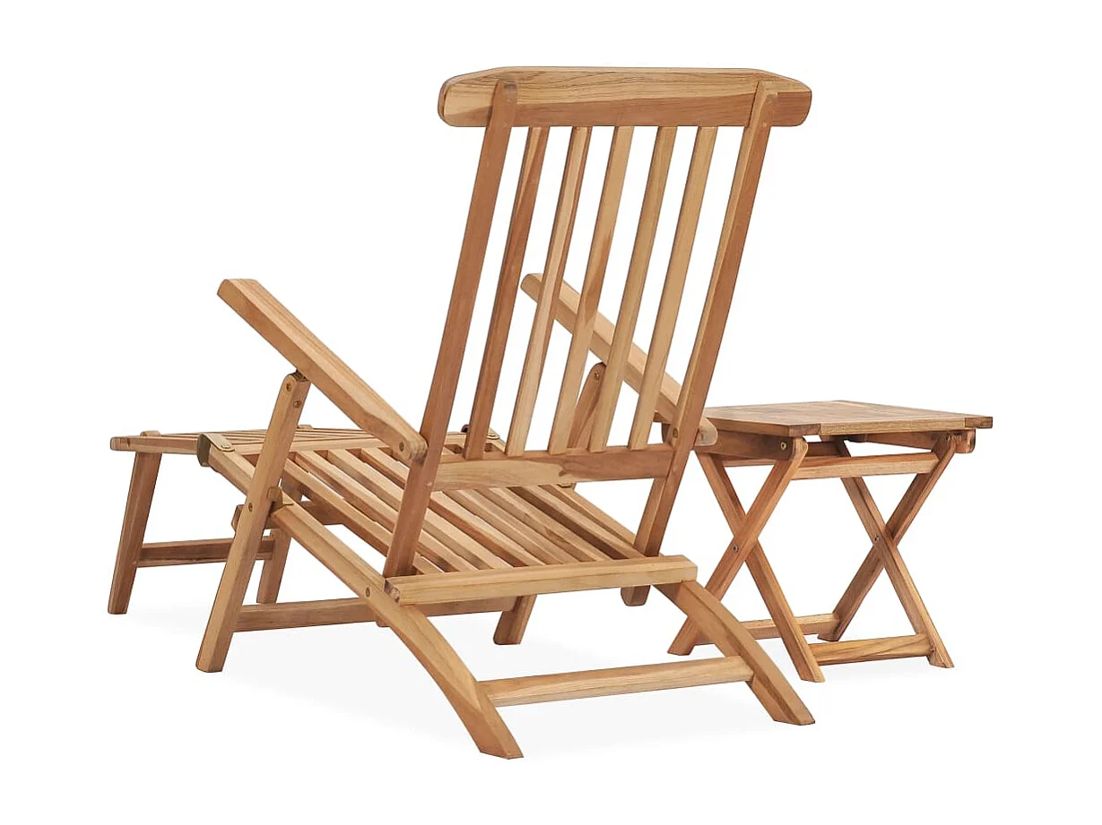 Poltrona da giardino con poggiapiedi e tavolo in legno di teak