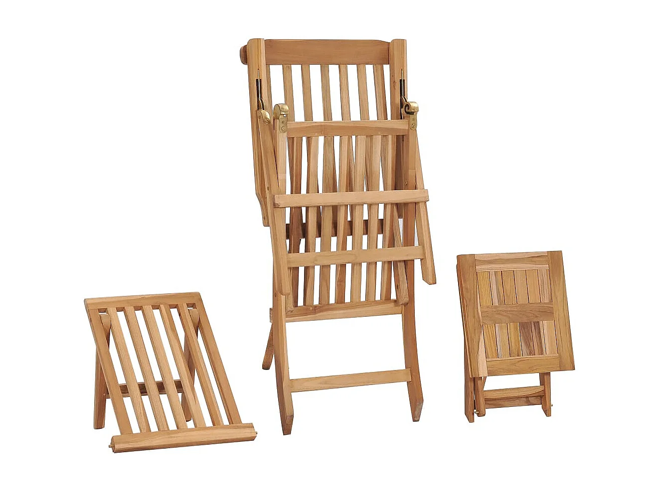 Poltrona da giardino con poggiapiedi e tavolo in legno di teak