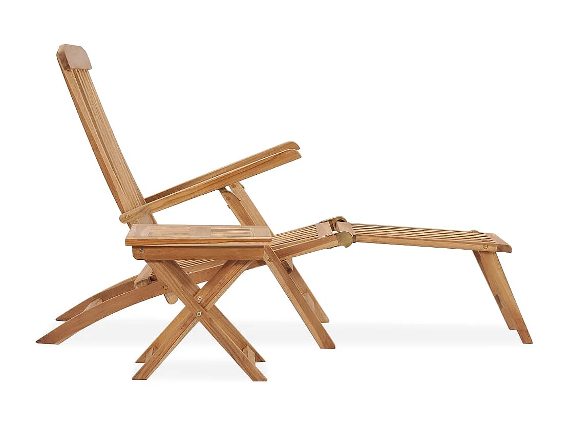 Poltrona da giardino con poggiapiedi e tavolo in legno di teak